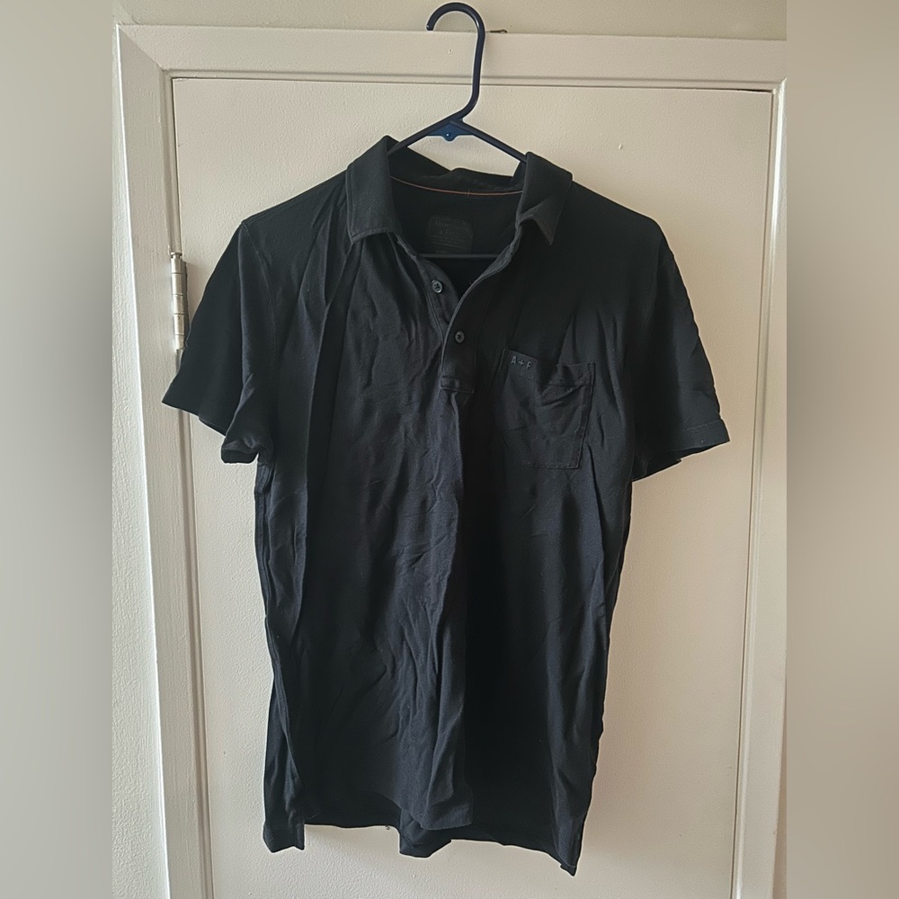 Abercrombie & Fitch Textured Men's Black Polo Short Sleeve Shirt - M